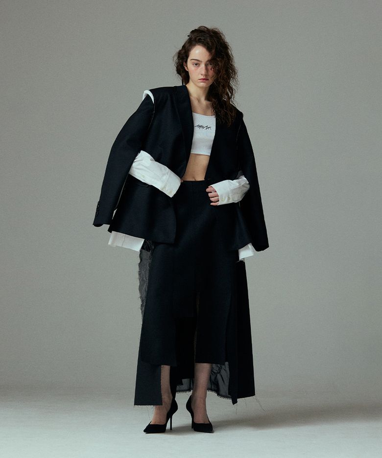 Origami doodle layered jacket