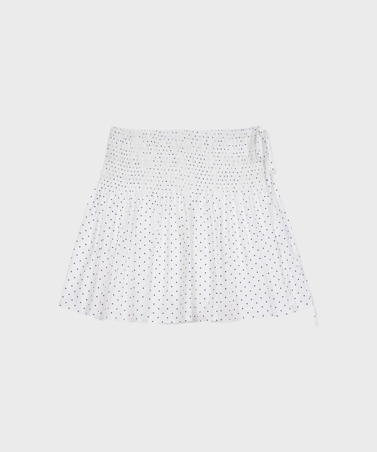 알키알카(ALKI ALKA) Smocked Dot Skirt (White)