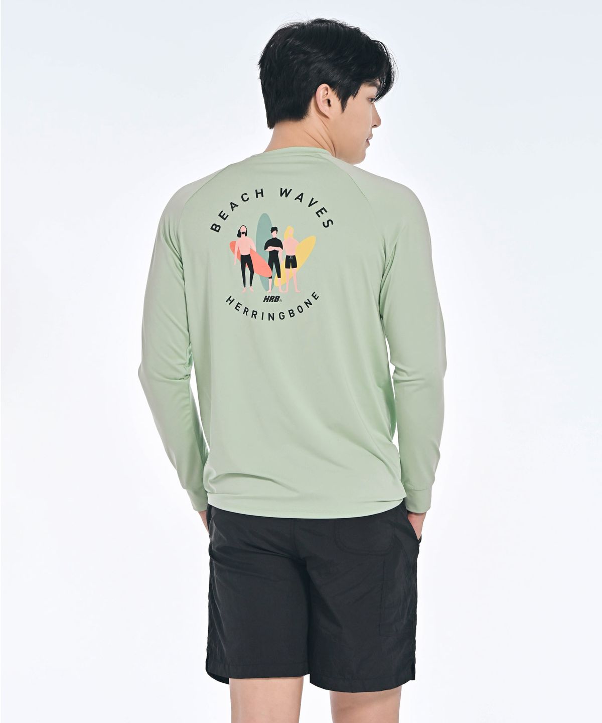 헤링본(HERRINGBONE) [SET] 남성 래쉬가드세트 루즈핏 긴팔 & 스윔팬츠 RH364GR AF308