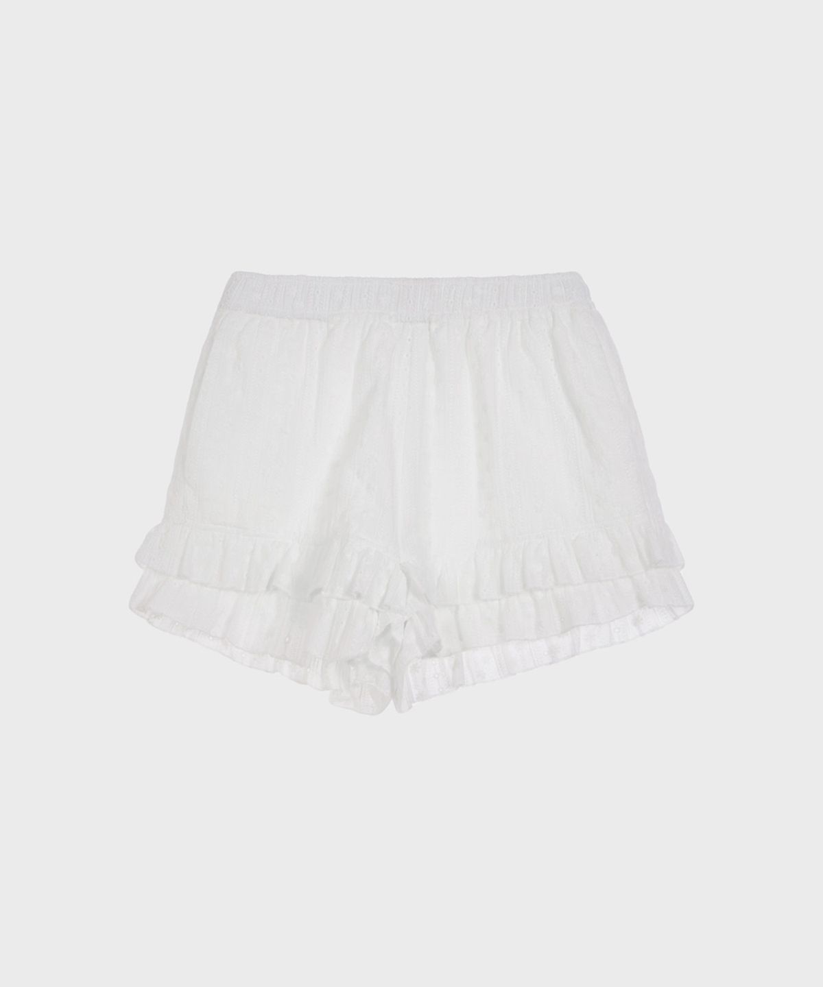 알키알카(ALKI ALKA) Ruffle Hem Shorts (White)