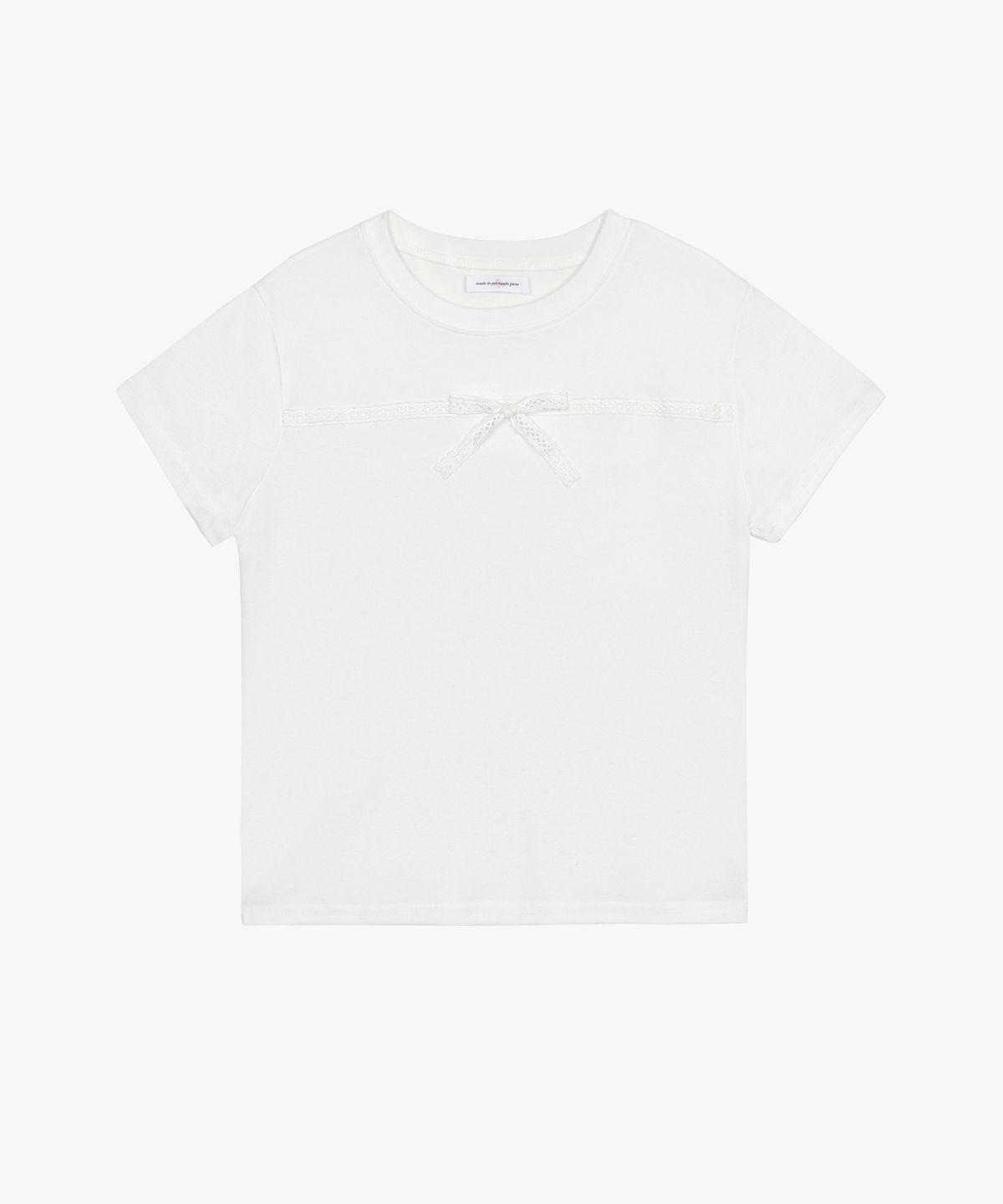 핑크파인애플(PINK PINEAPPLE) PETITE LACE HALF T-SHIRT_WHITE