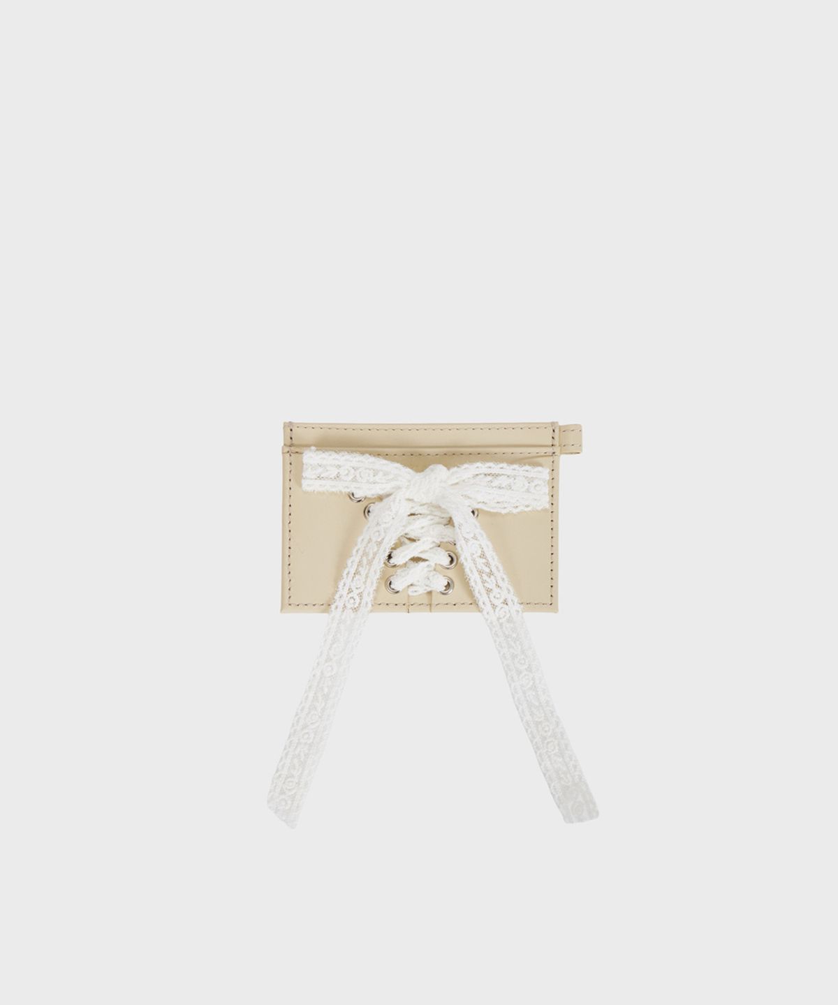 알키알카(ALKI ALKA) Lace-up Card Wallet (Cream Beige)
