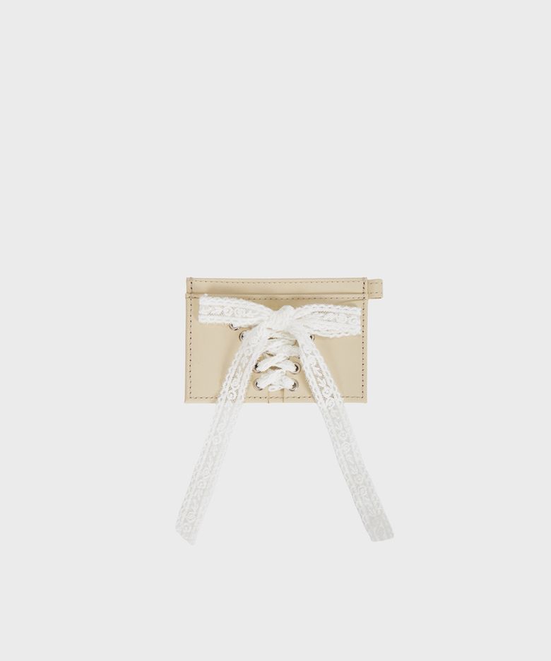 Lace-up Card Wallet (Cream Beige)