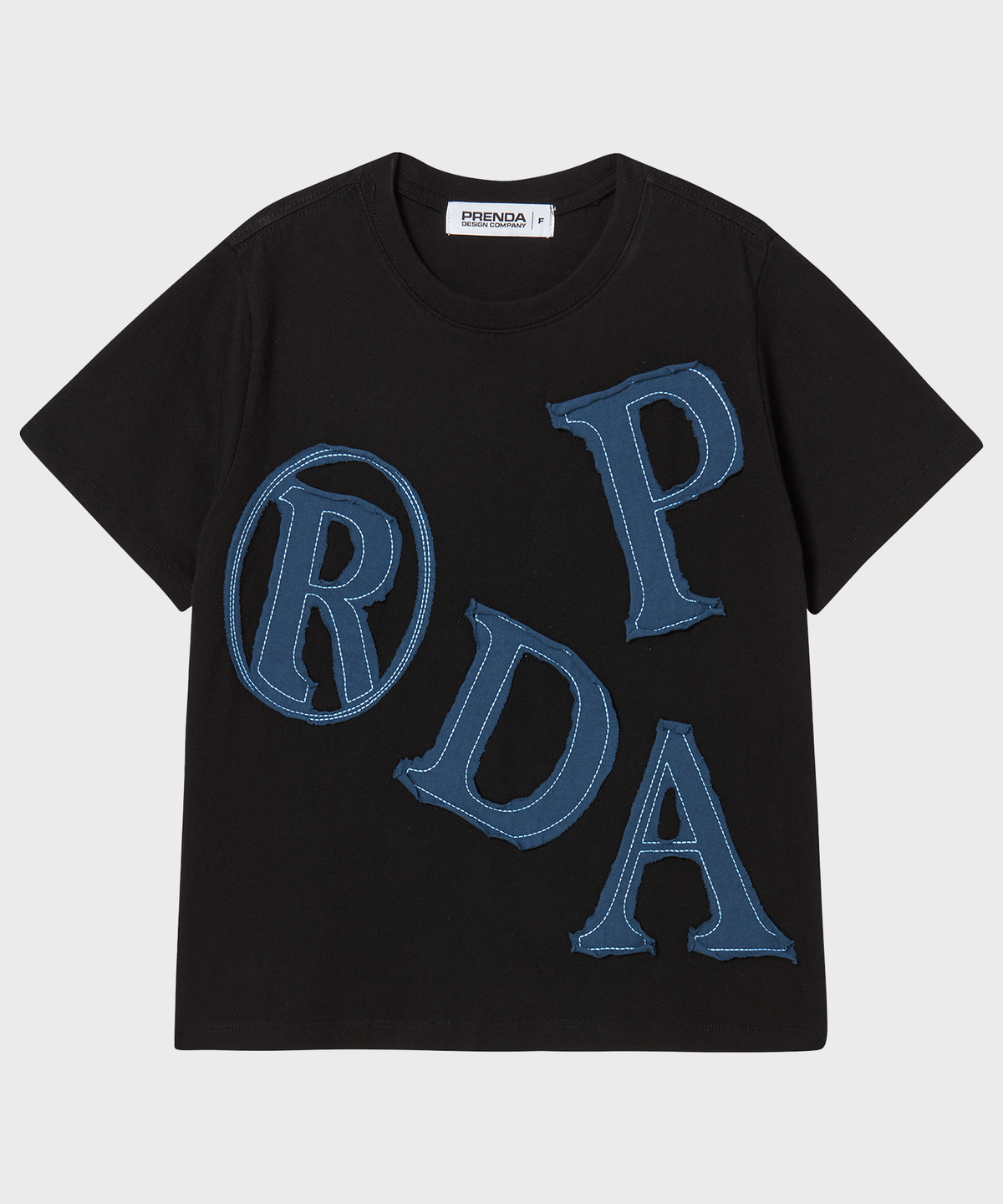 프렌다(PRENDA) PRDA BIG PATCH CREWNECK TEE BLACK