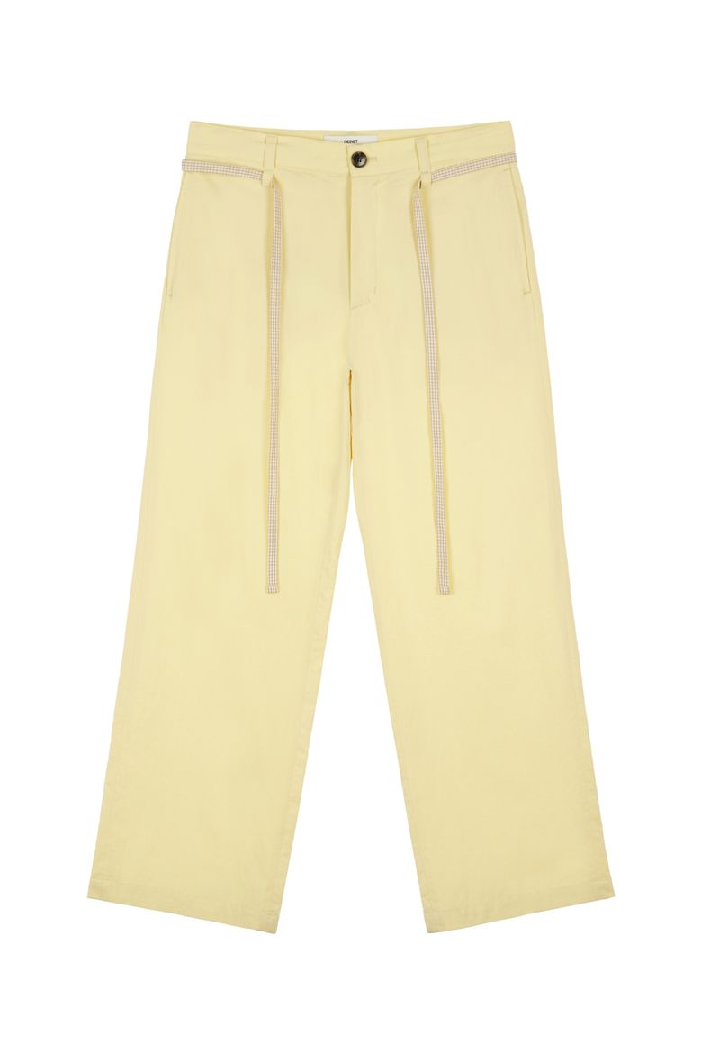 DEINET CHECK STRING PANTS IN YELLOW