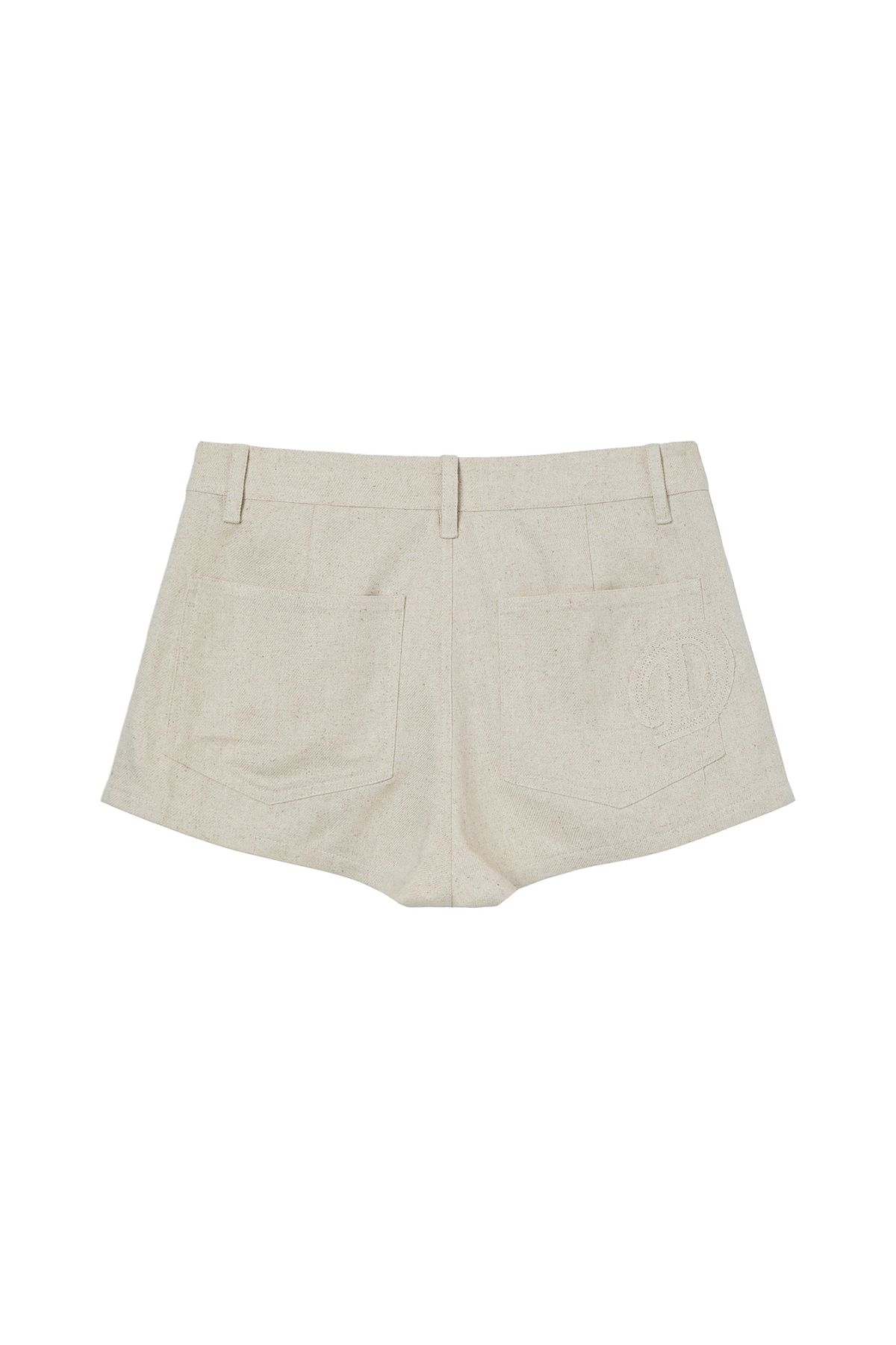 다이닛(DEINET) DEINET D LOGO LINEN SHORTS IN BEIGE