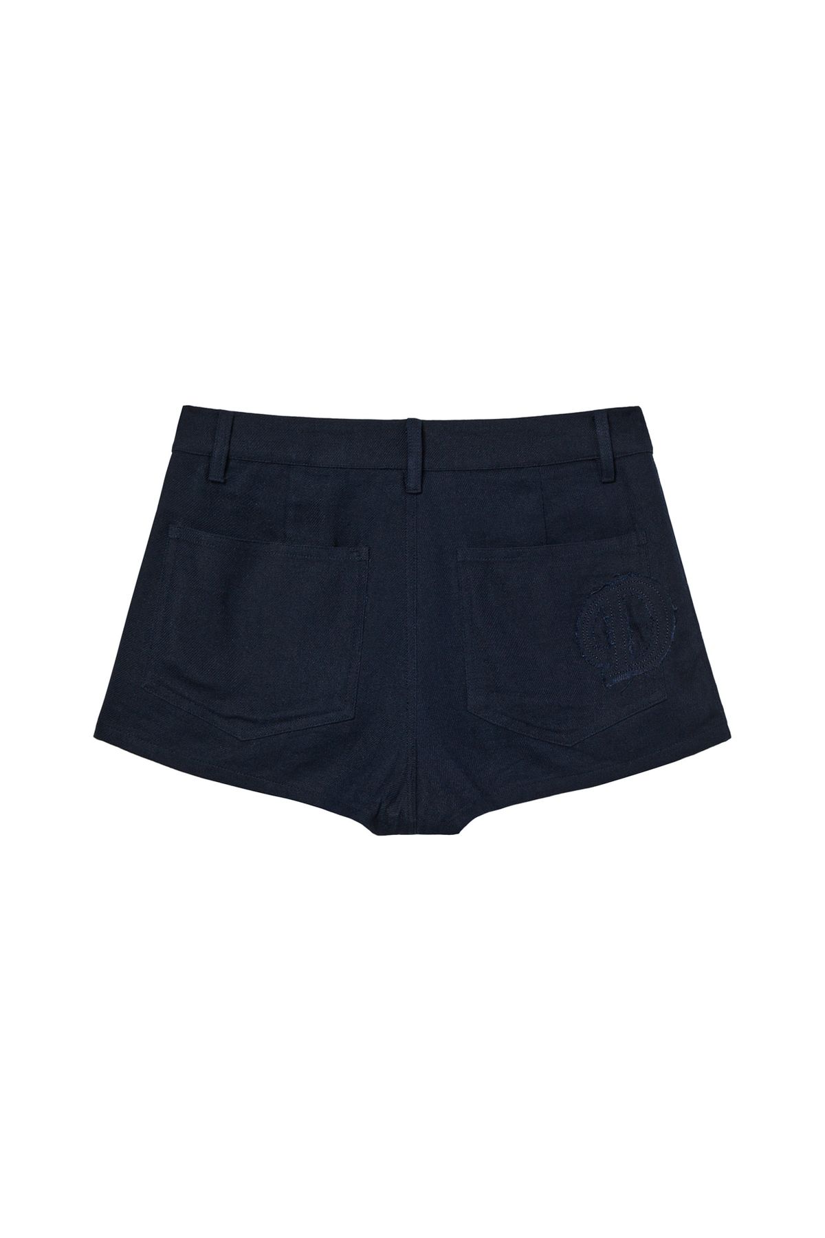 다이닛(DEINET) DEINET D LOGO LINEN SHORTS IN NAVY