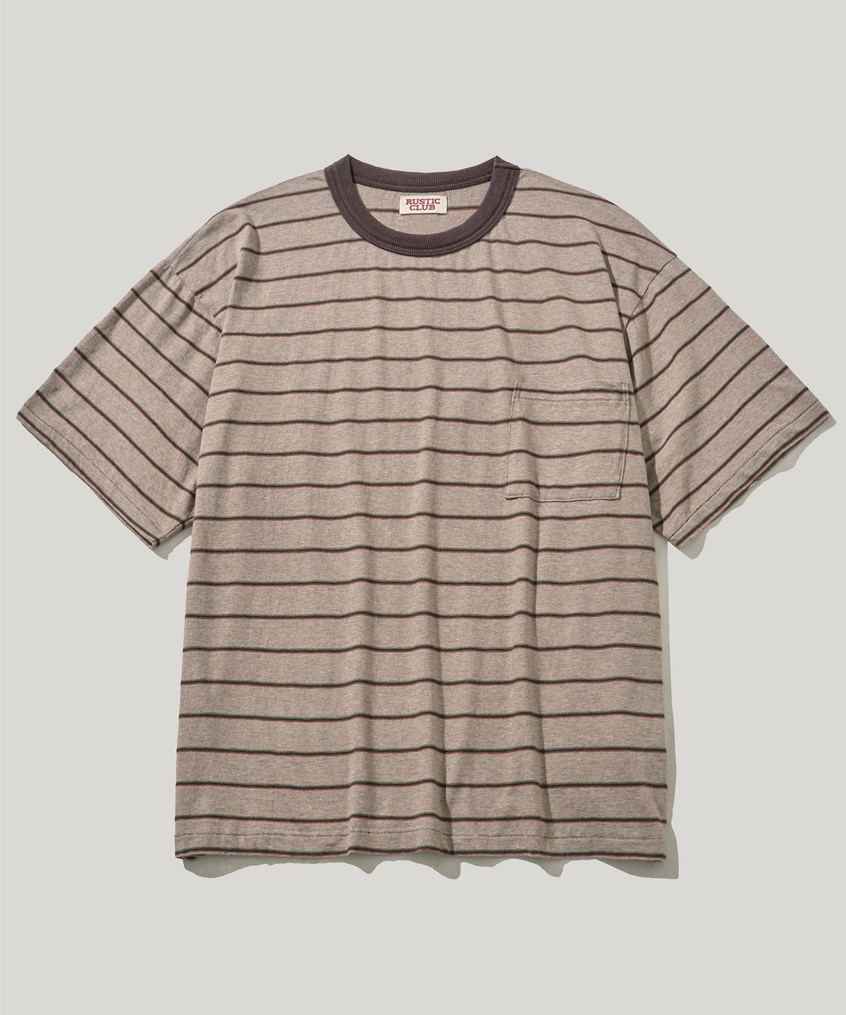 러스틱클럽(RUSTICCLUB) RC DUSTY STRIPE CROP T-SHIRT_LIGHT BROWN