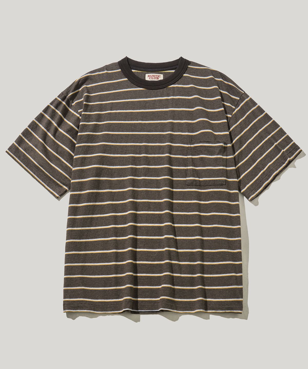러스틱클럽(RUSTICCLUB) RC DUSTY STRIPE CROP T-SHIRT_BROWN