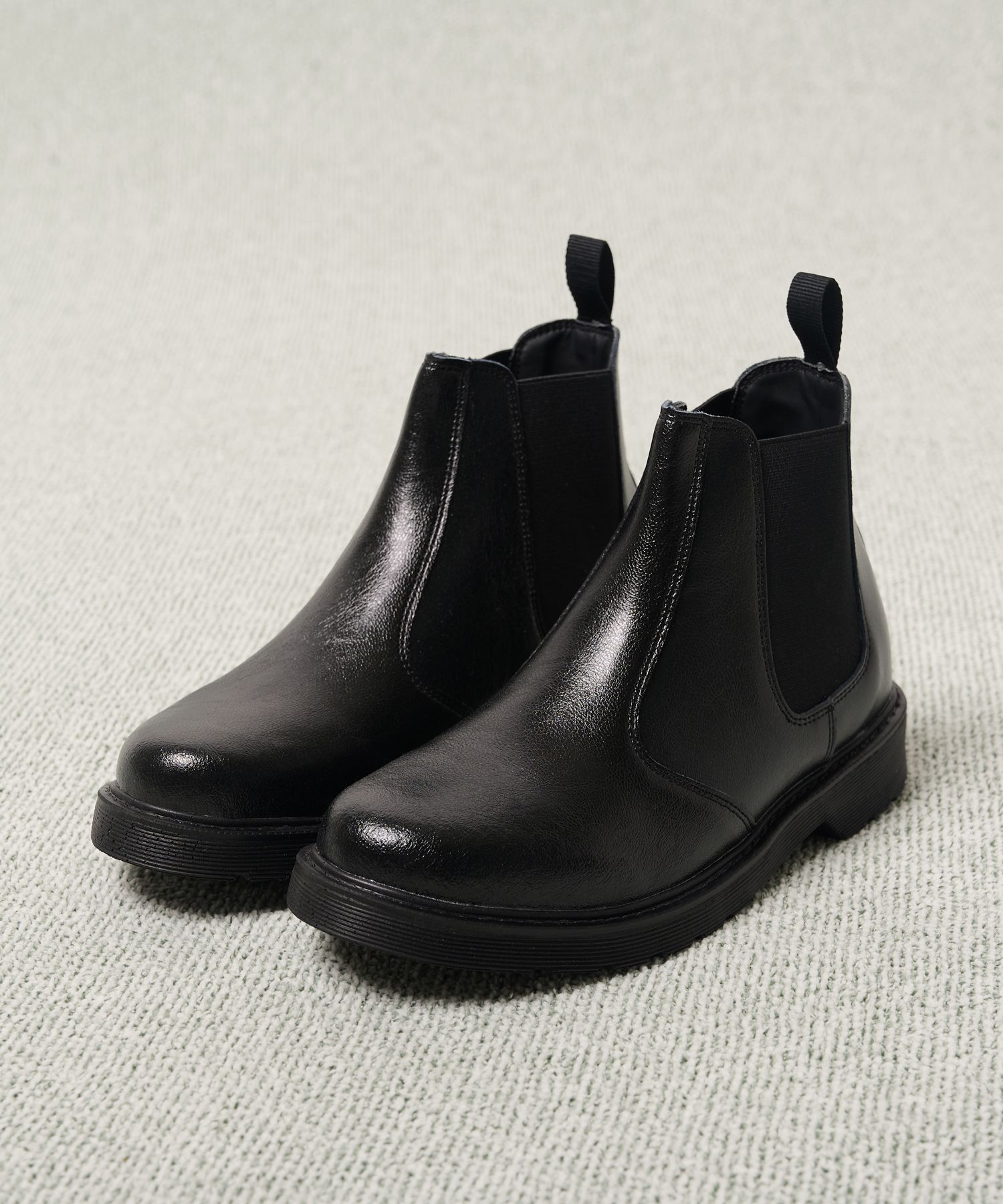 MUSINSA ANALOGMOOD Standard Round Leather Chelsea Boots (Black)