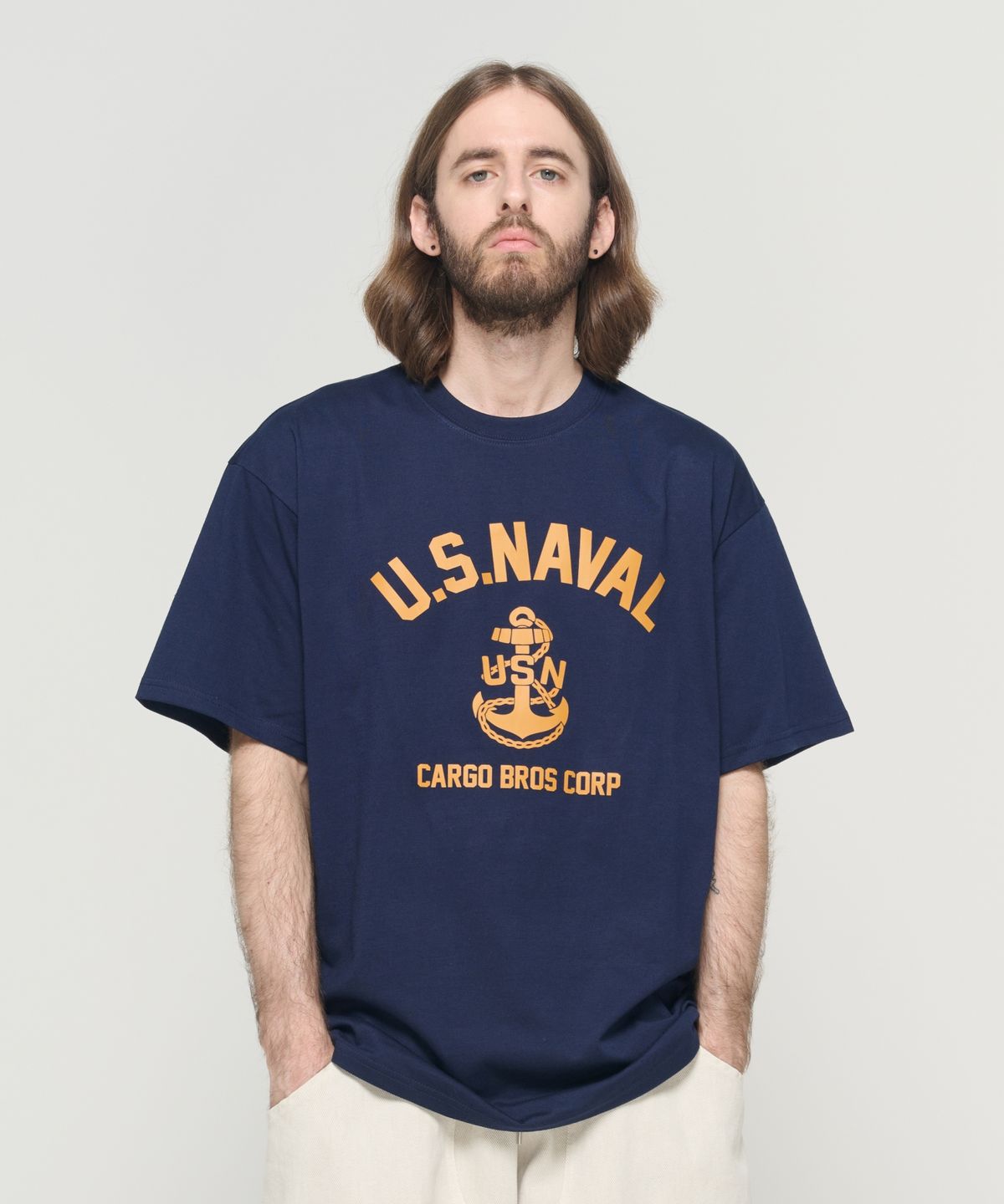 카고브로스(CARGOBROS) USN 마린 반팔 티셔츠 (네이비)
