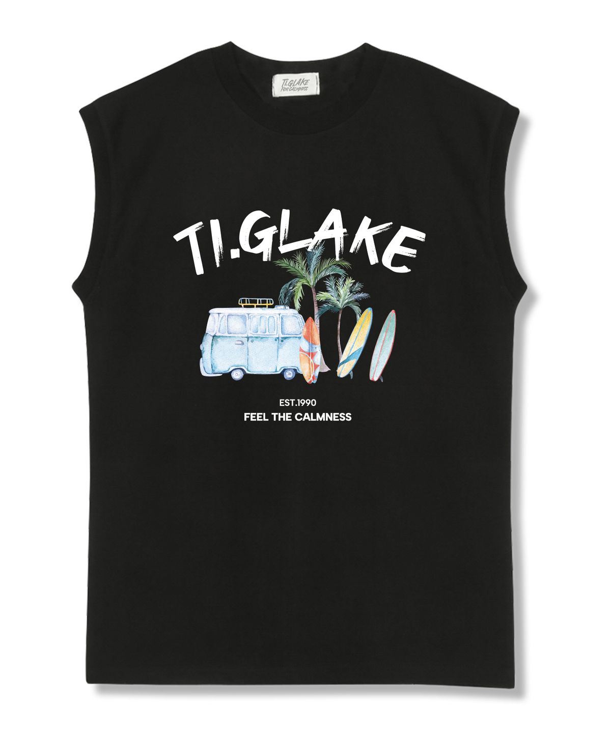 티글레이크(TI.GLAKE) 베케이션카 오버핏 나시 티셔츠 블랙