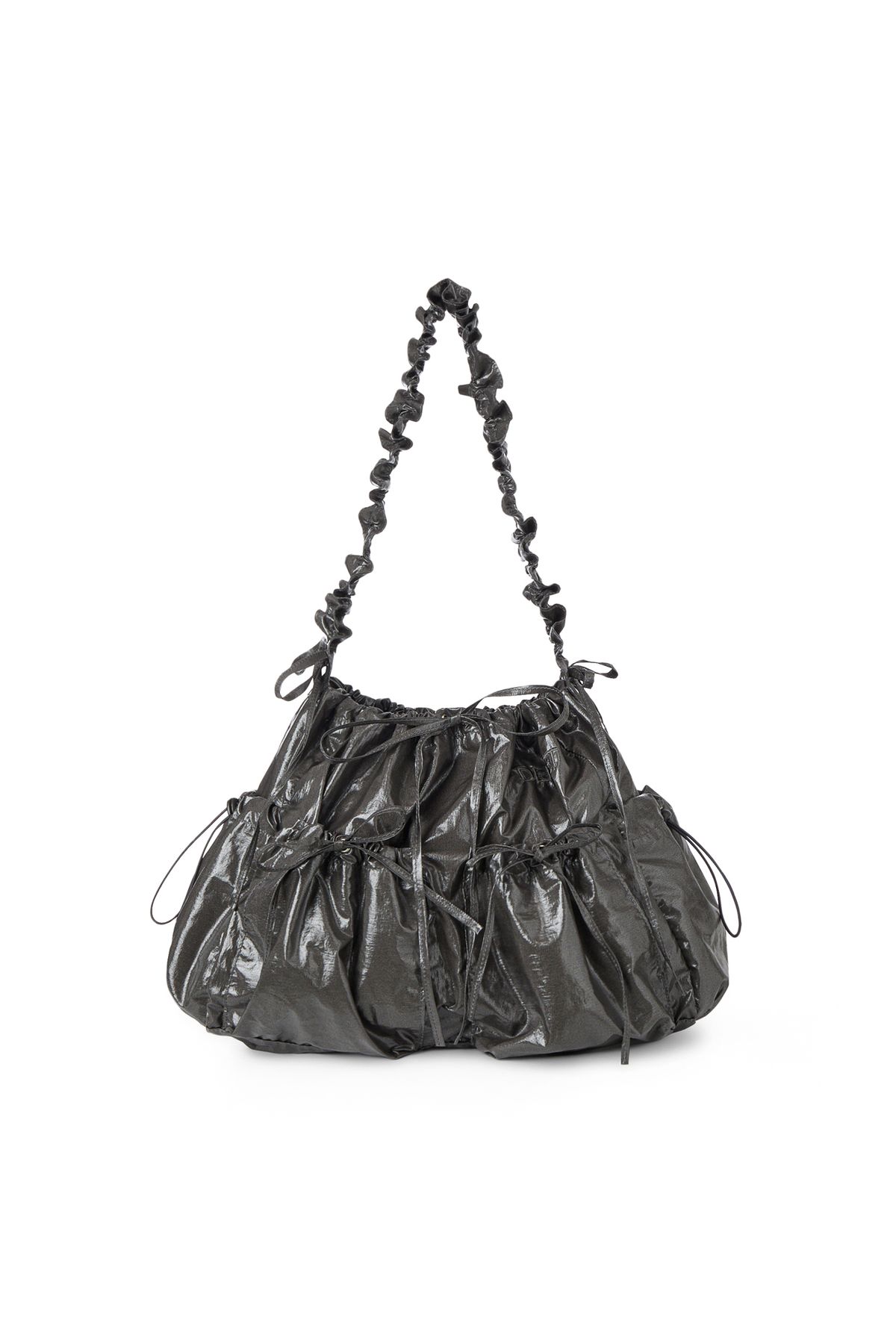 다이닛(DEINET) DEINET COATING SHIRRING BAG IN CHARCOAL
