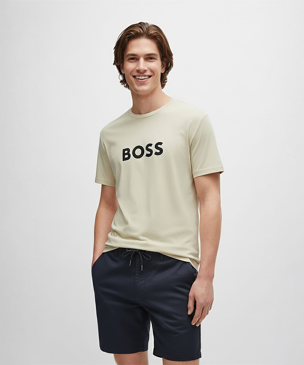 보스(BOSS) 리넨 반바지 테이퍼드핏 50536863_404