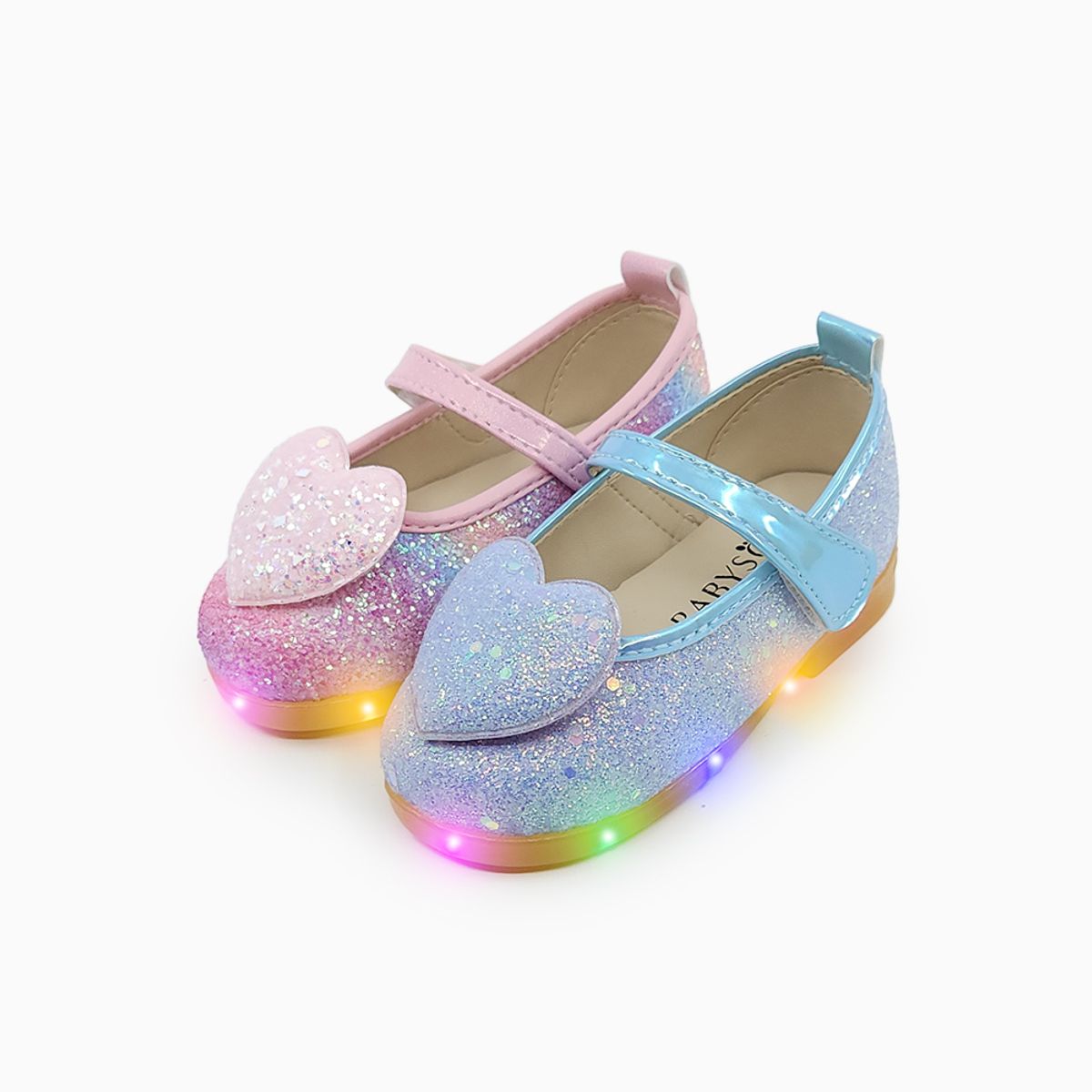 베이비솔(BABYSOLE) 클로이하트글리터LED플랫