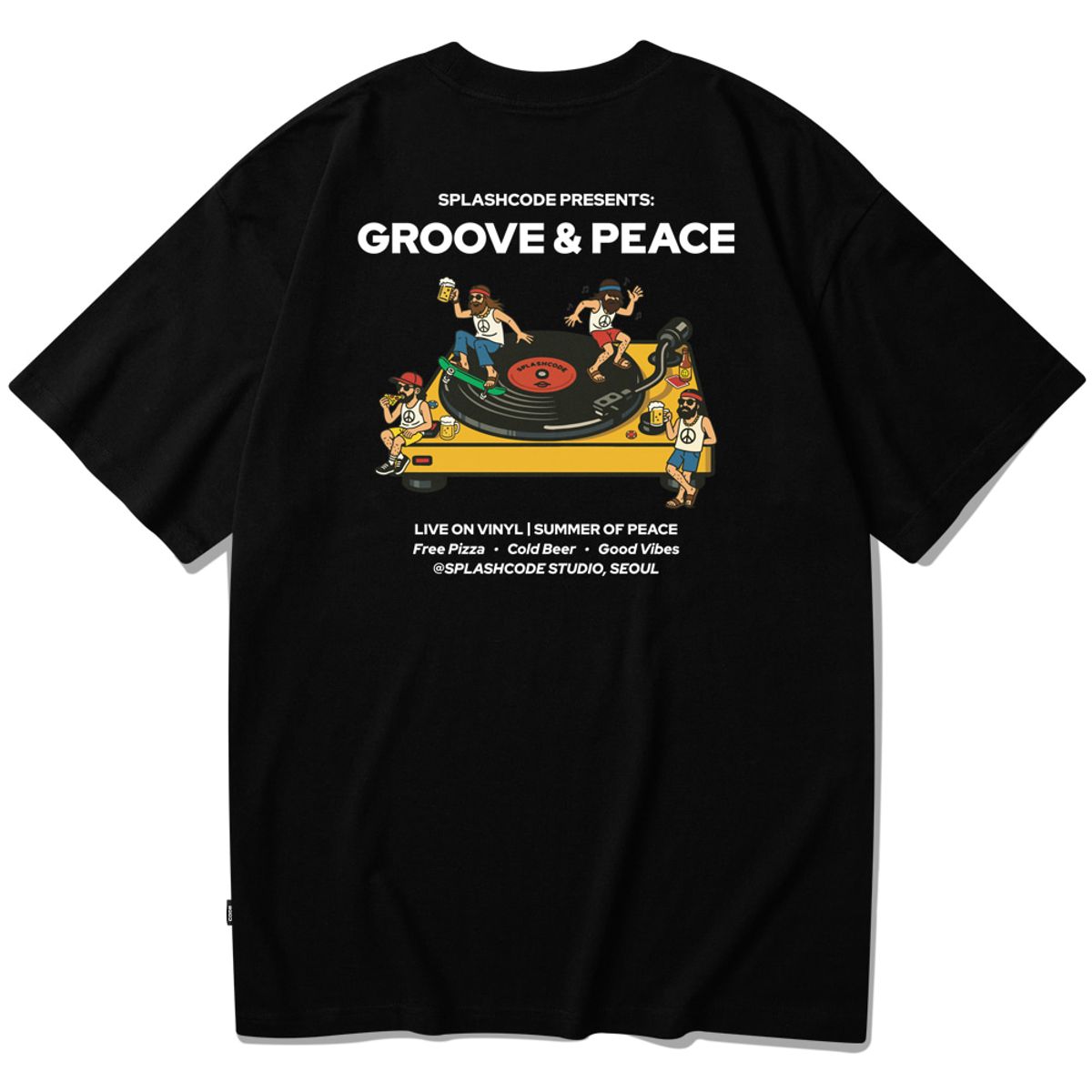 스플래시코드(SPLASHCODE) 반팔 티셔츠 블랙 - 그루브 앤 피스(Groove And Peace)