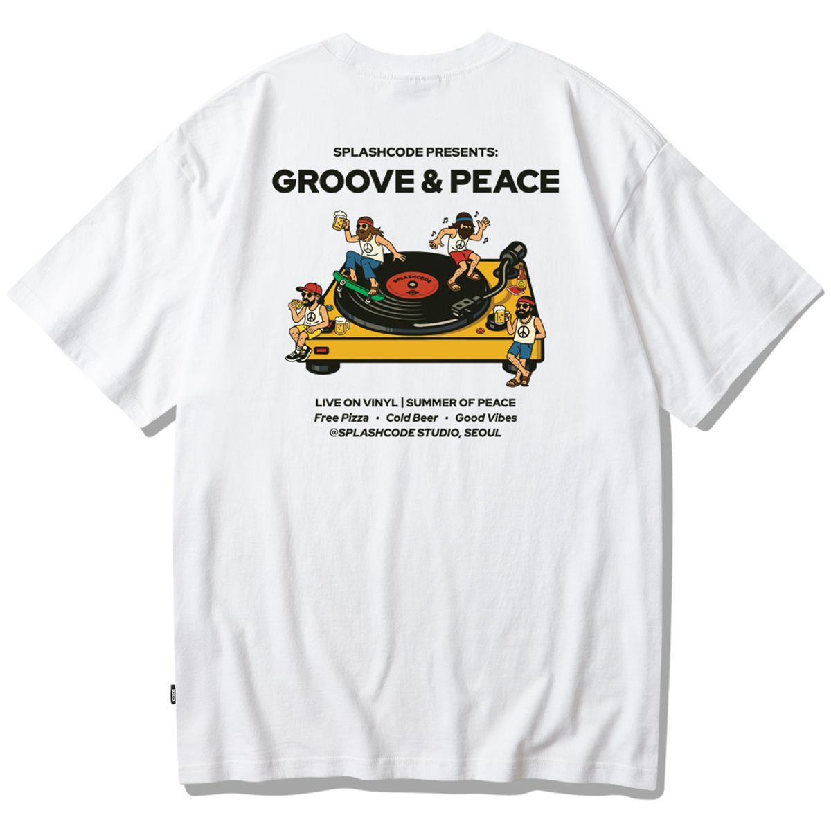 스플래시코드(SPLASHCODE) 반팔 티셔츠 화이트 - 그루브 앤 피스(Groove And Peace)