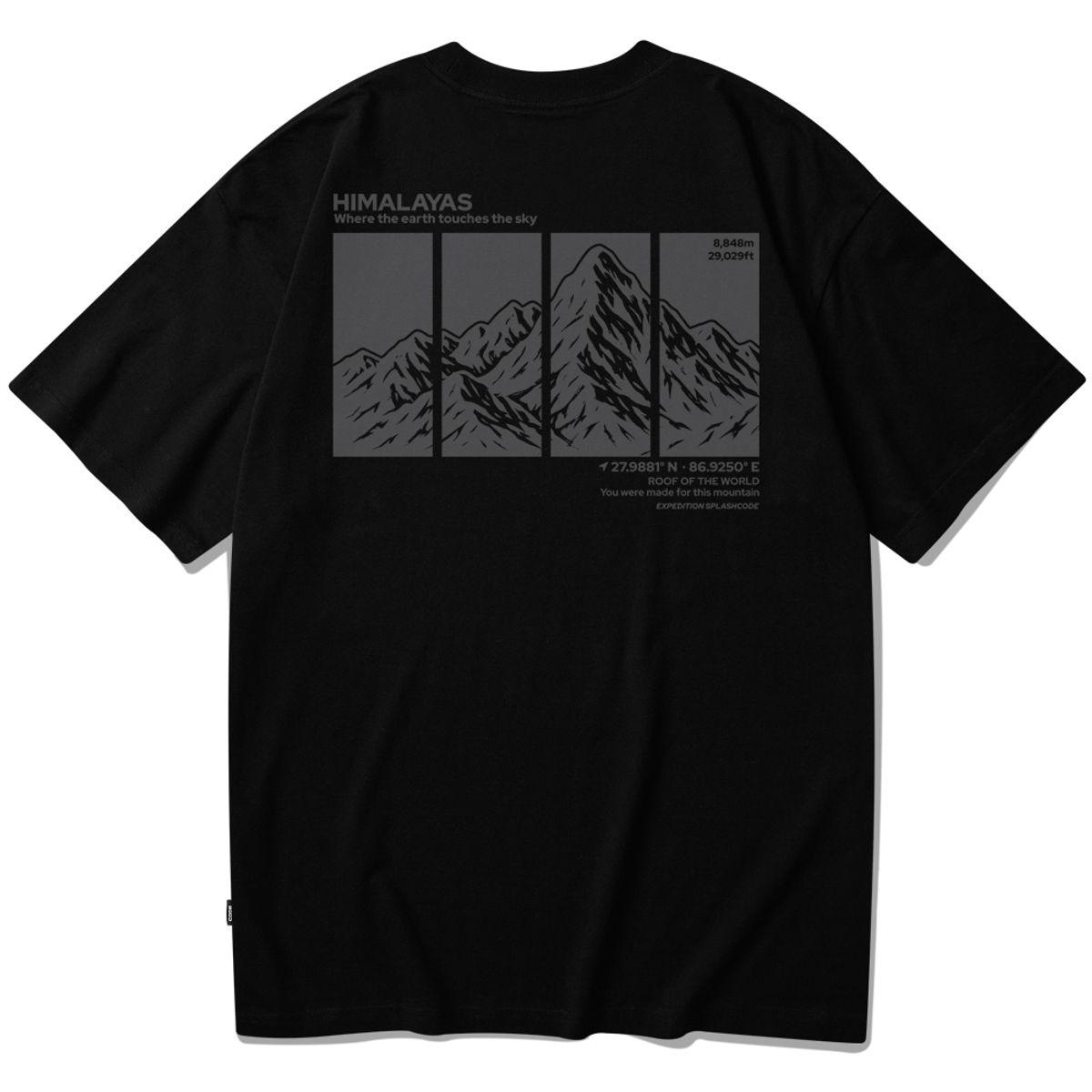 스플래시코드(SPLASHCODE) 반팔 티셔츠 블랙 - 히말라야(Himalayas)