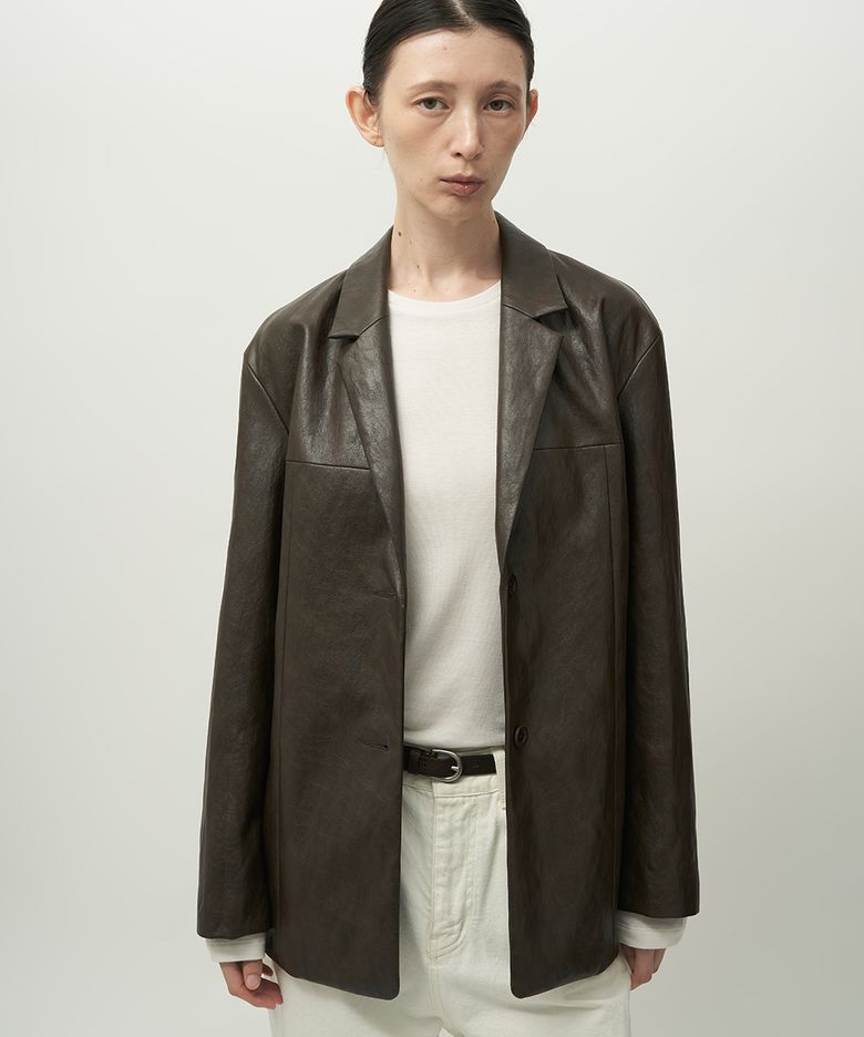 Faux Leather Jacket Dark Brown
