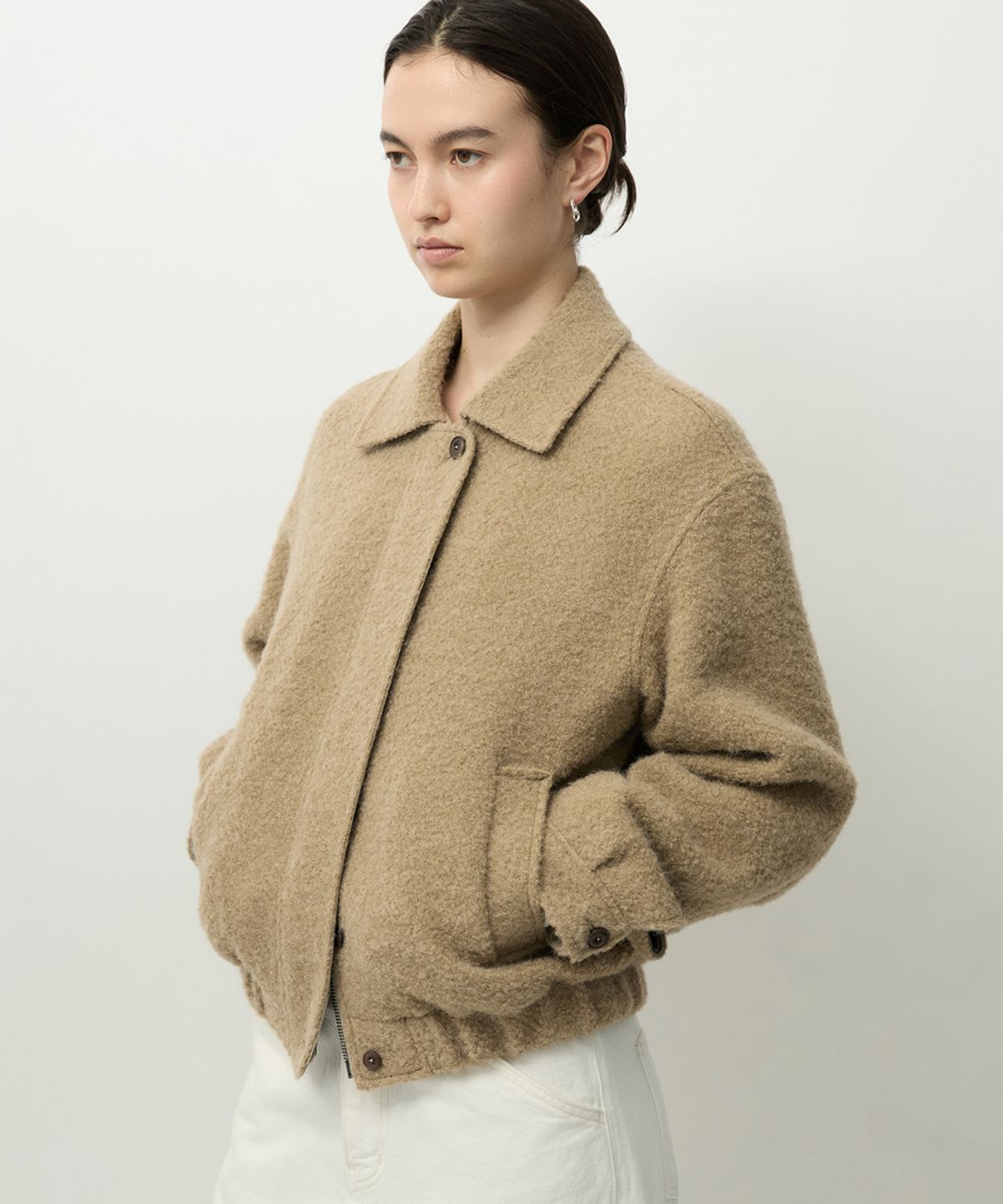 러프사이드 화이트라벨(ROUGH SIDE WHITE LABEL) Curly Blouson Beige