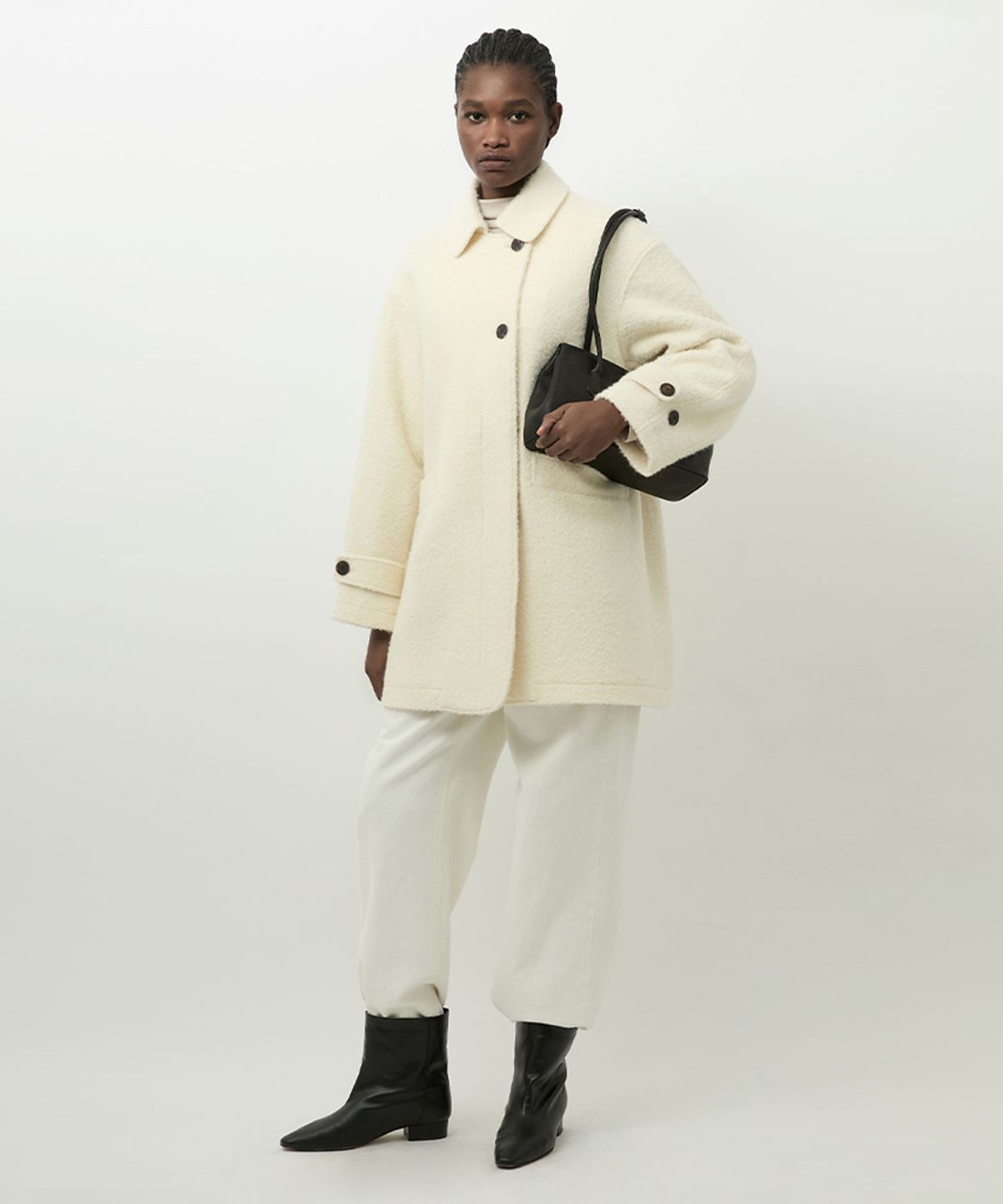 러프사이드 화이트라벨(ROUGH SIDE WHITE LABEL) Pluffy Double Coat Ivory