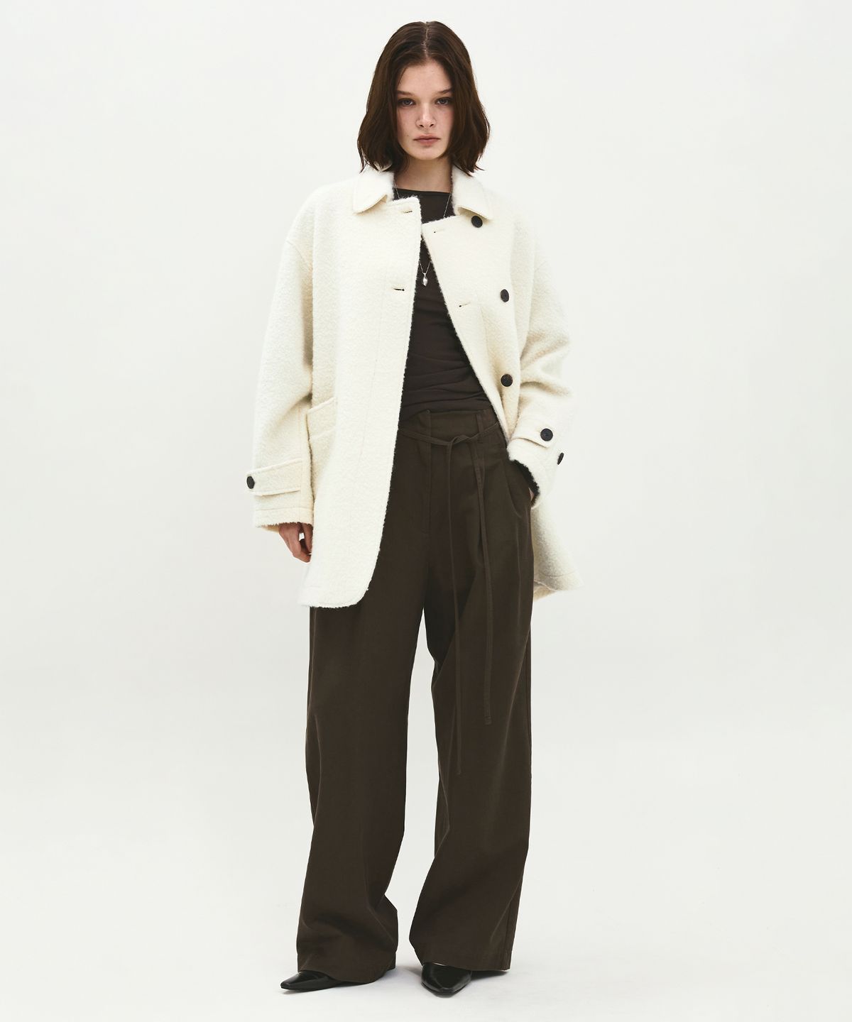 러프사이드 화이트라벨(ROUGH SIDE WHITE LABEL) Pluffy Double Coat Ivory