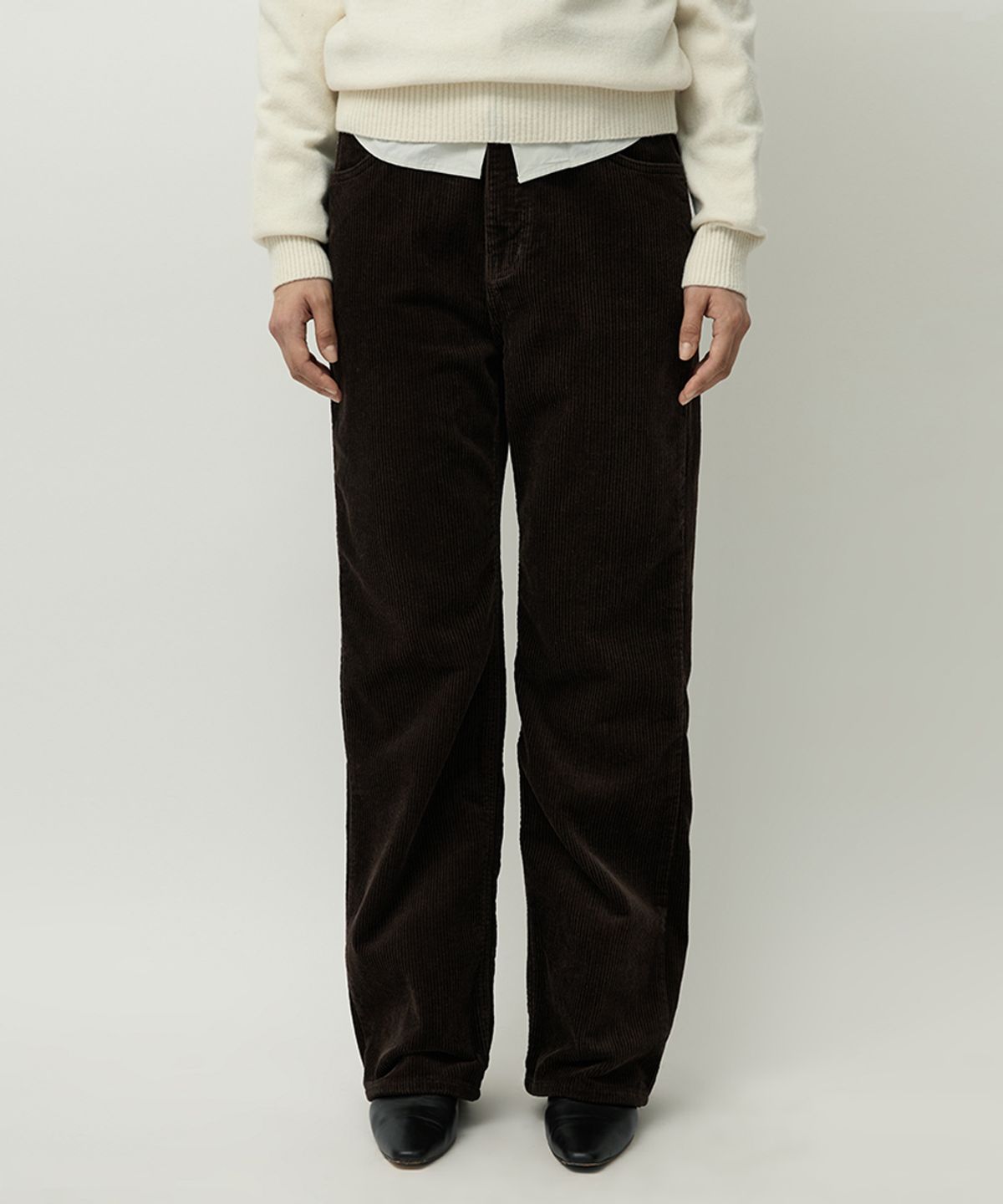 러프사이드 화이트라벨(ROUGH SIDE WHITE LABEL) Relaxed Corduroy Pants Brown