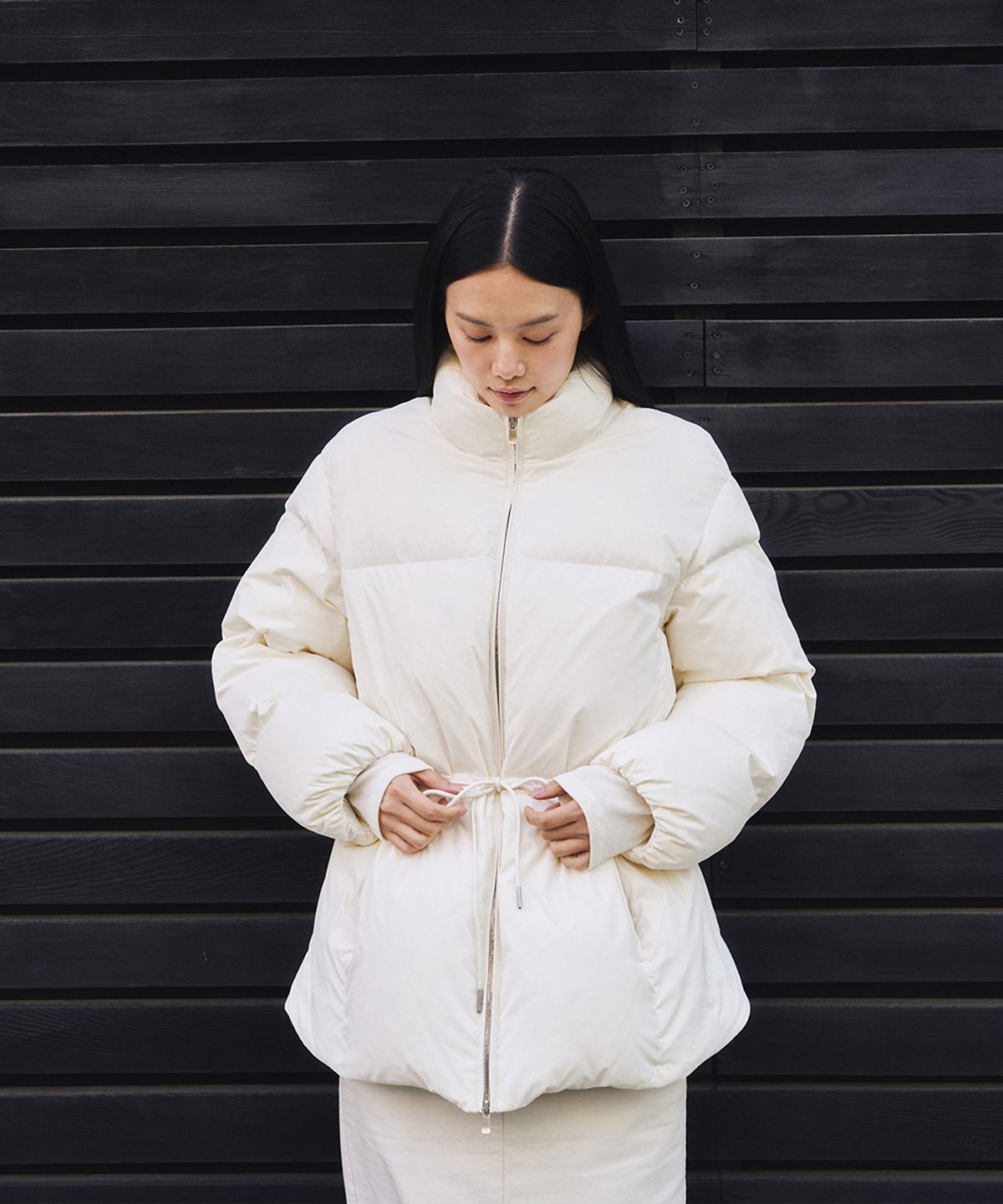 러프사이드 화이트라벨(ROUGH SIDE WHITE LABEL) Pillow Down Jumper Ivory