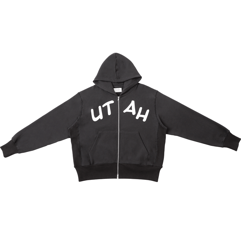 Vintage crop zip-up hoodie - utah(navy black)