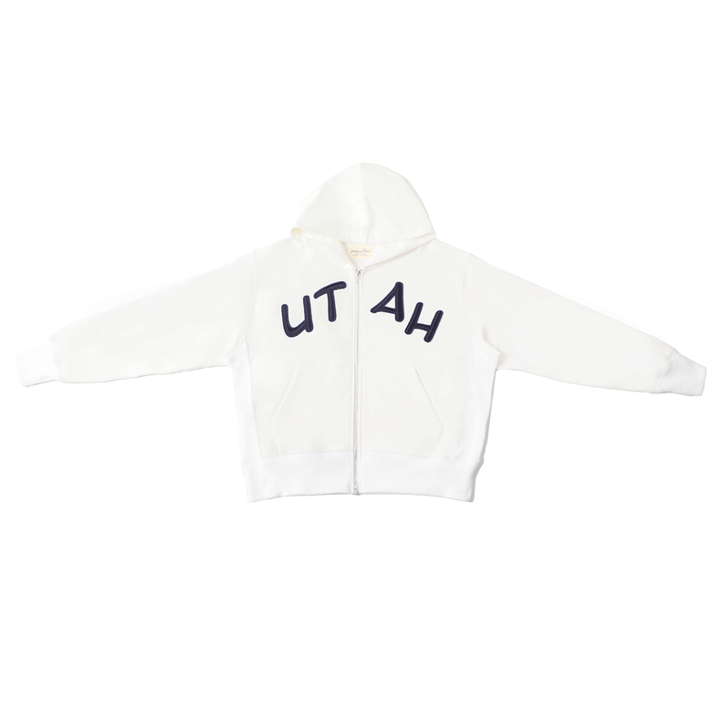 Vintage crop zip-up hoodie - utah(cream white)