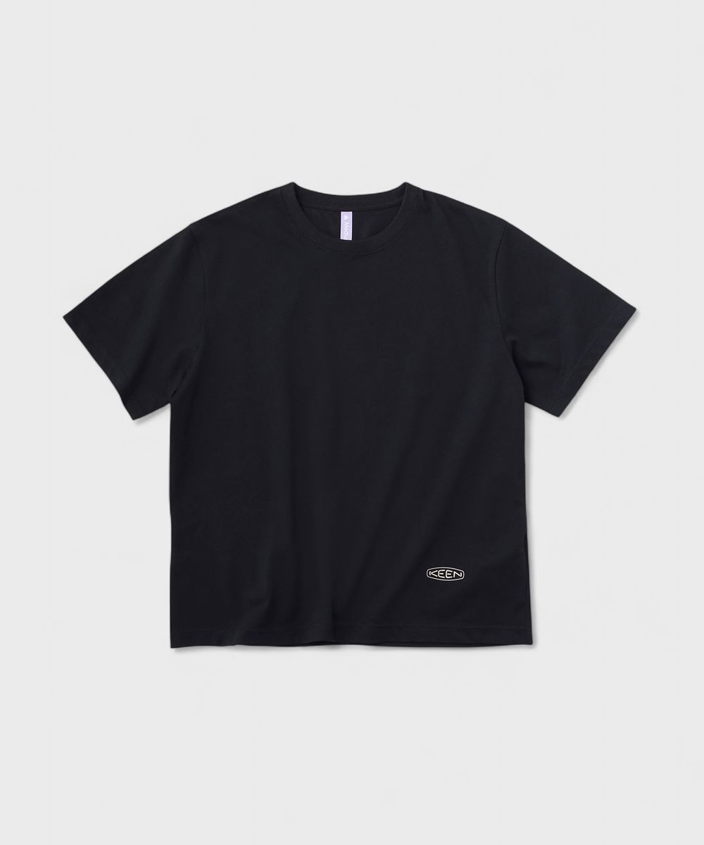 OC/RP 후드 로고 남여공용 티셔츠 WS BLACK