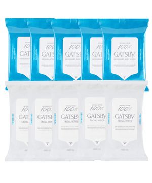 [10PACK]파우더 데오도란트 바디페이퍼 쿨시트러스 10매 x 5팩 + 훼이셜 페이퍼 쿨 타입 15매 x 5팩