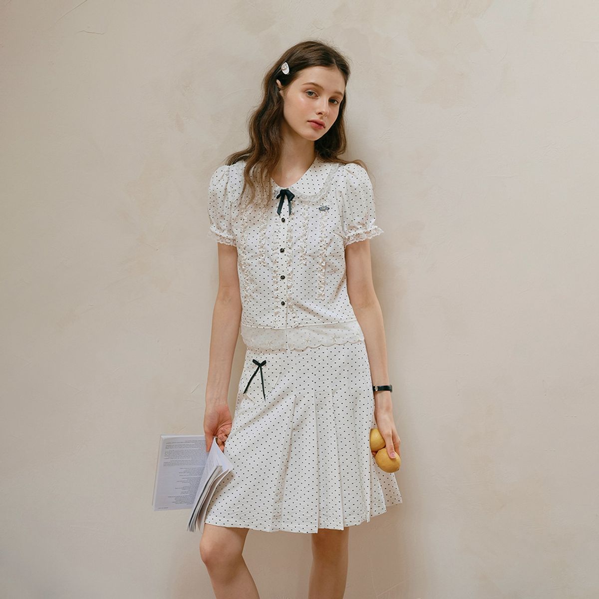 쎄무아듀(CEST MOIDEW) Cest_Heart dot pocket pleated skirt