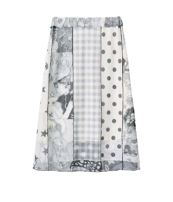 유쓰배쓰(YOUTHBATH) YB X Oliwa Blocked Mesh Skirt_black