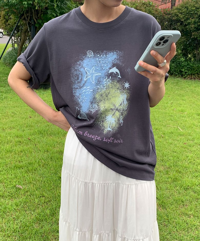 (2COLOR)SUMMER DOLPHIN T-SHIRT