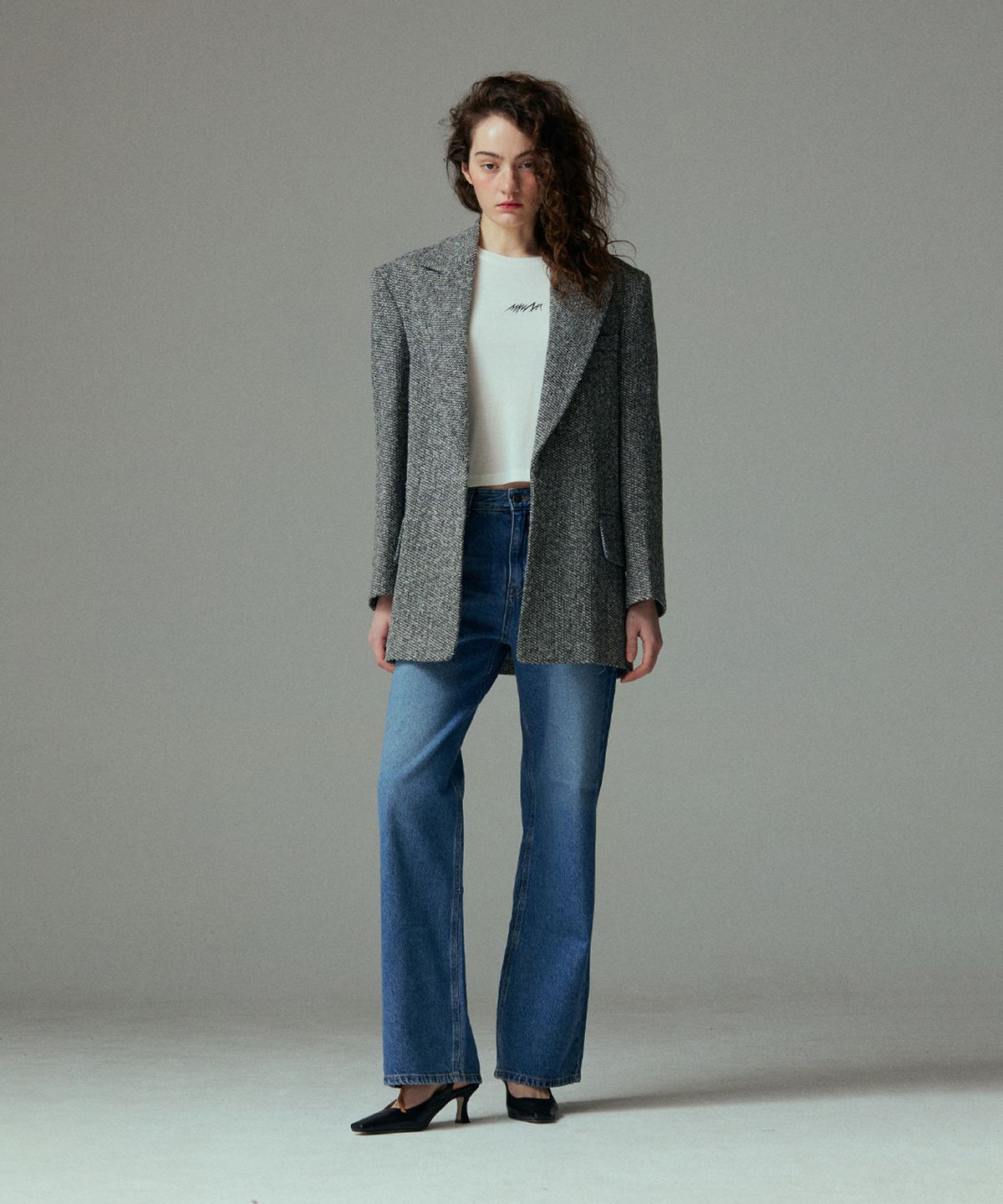 므아므(MMAM) [ESSENTIAL] Tweed minimal jacket