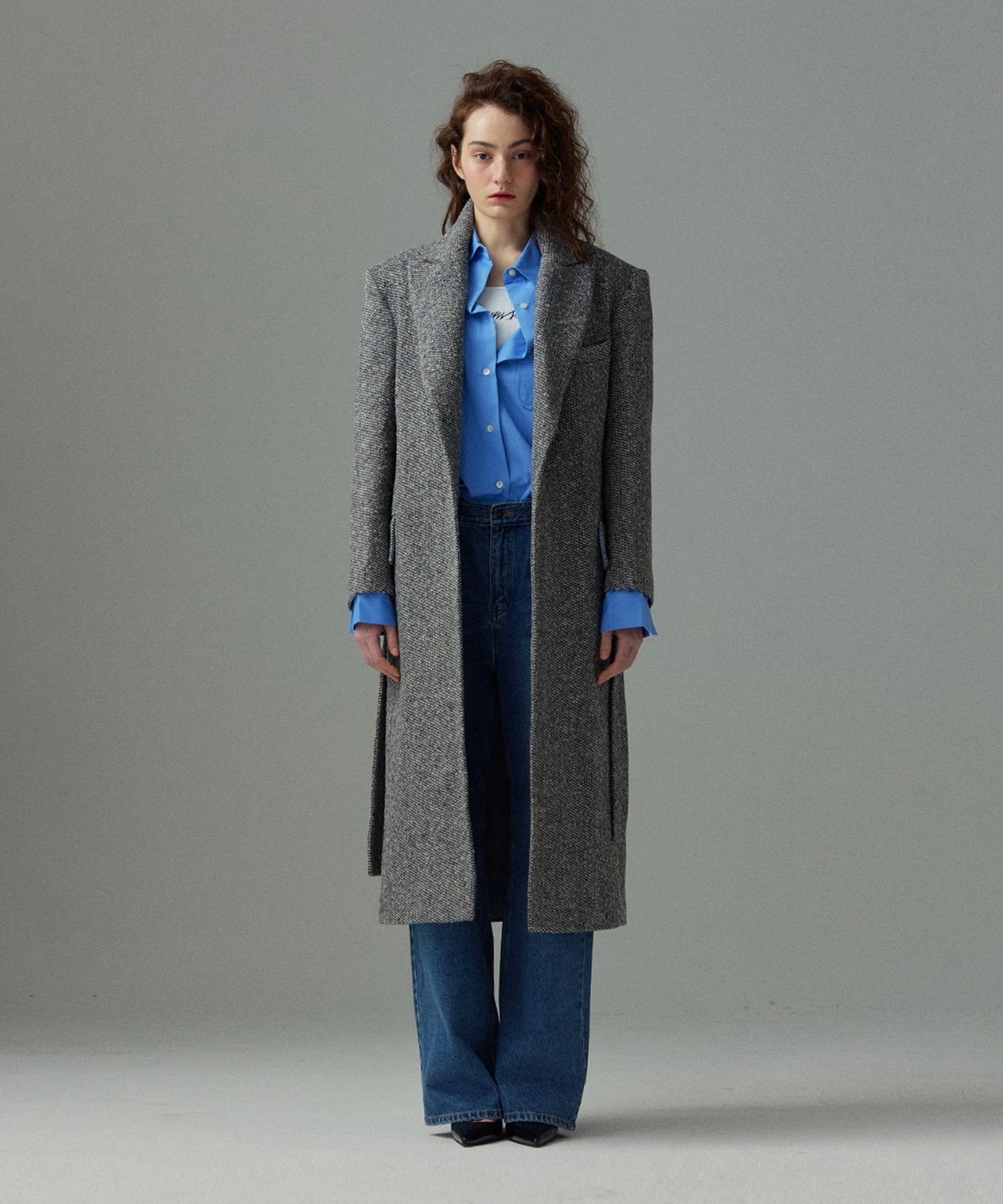 므아므(MMAM) [ESSENTIAL] Tweed minimal long coat