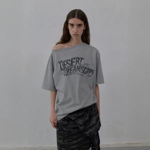 ASYMMETRIC PRINTED T-SHIRT (MELANGE GREY)