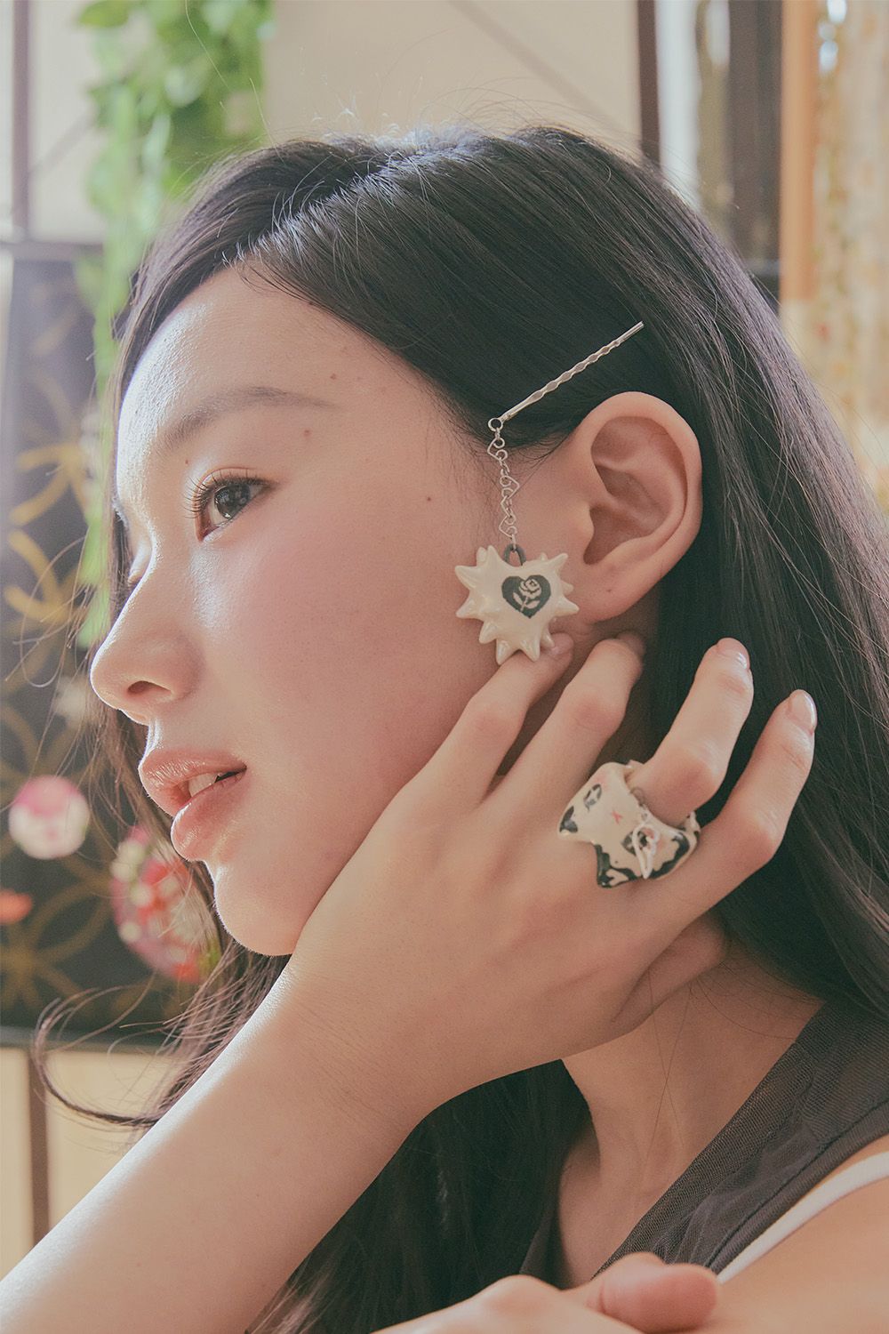 ヘアアクセサリー [Fakiii] SUGASCOOP Heart Spark Drop Hair-pin MUSINSA公式 | FAKIII Fakiii x SUGASCOOP Heart Spark Drop