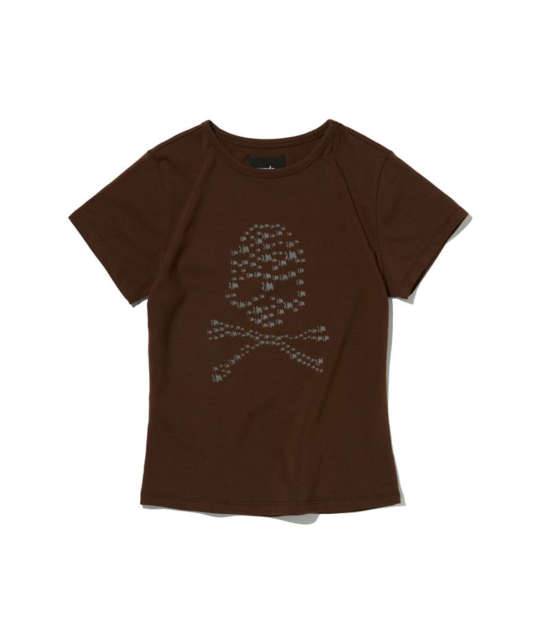 ALBINO SKULL CROP TEE [BROWN]