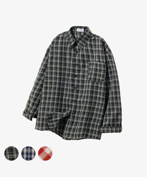MS003 오버핏 체크 셔츠_블랙