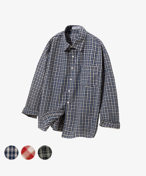 MS002 오버핏 체크 셔츠_블루