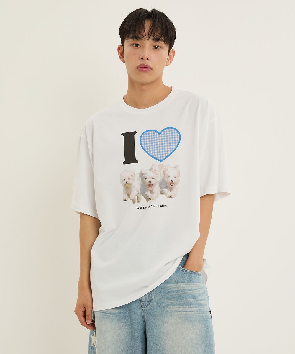 I LOVE 말티즈 반팔티셔츠 화이트