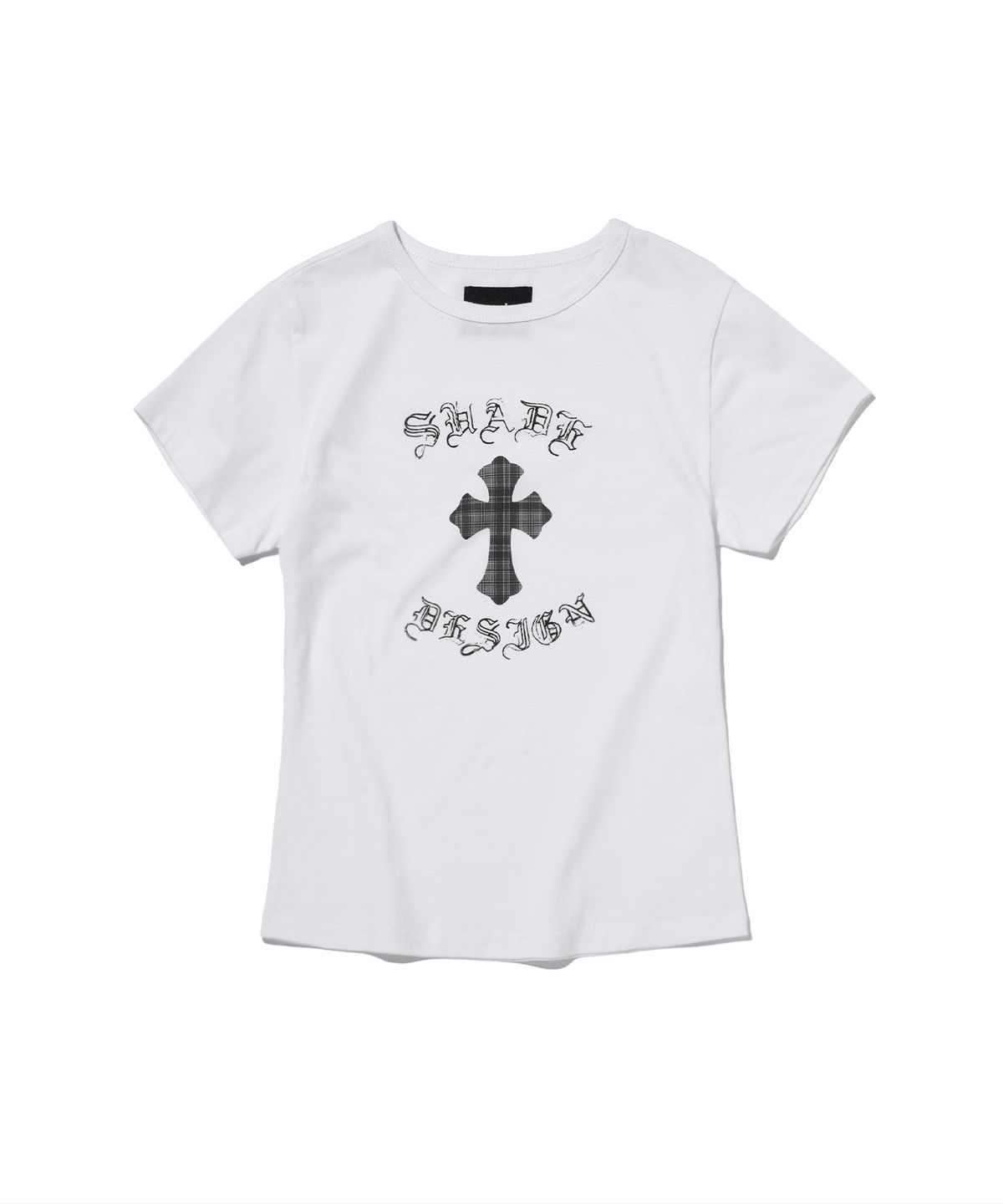스웨이드(SUADE) CHECKERED CROSS CROP TEE [WHITE]