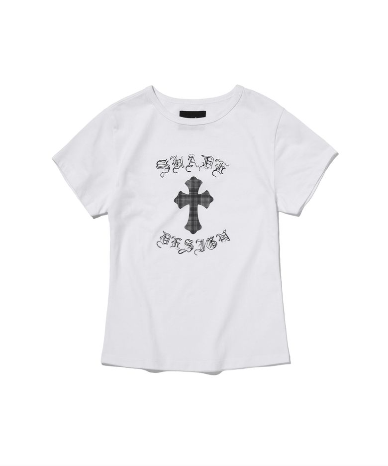 CHECKERED CROSS CROP TEE [WHITE]