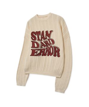 87-STAN190 컨트리 오버핏 컬러 배색 레터링 니트 아이보리