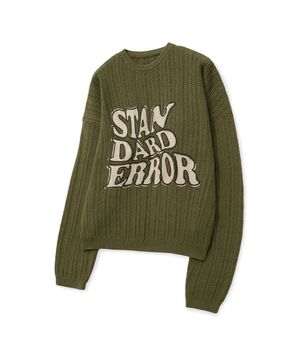 87-STAN190 컨트리 오버핏 컬러 배색 레터링 니트 카키