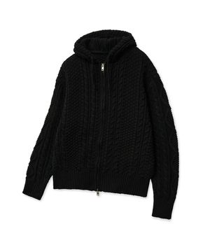 87-STAN193 베이직 케이블 투웨이 후드집업 니트 블랙