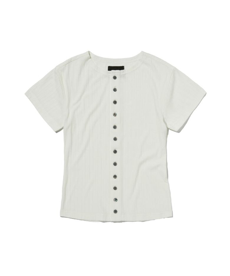 BUTTON CROP TEE [IVORY]