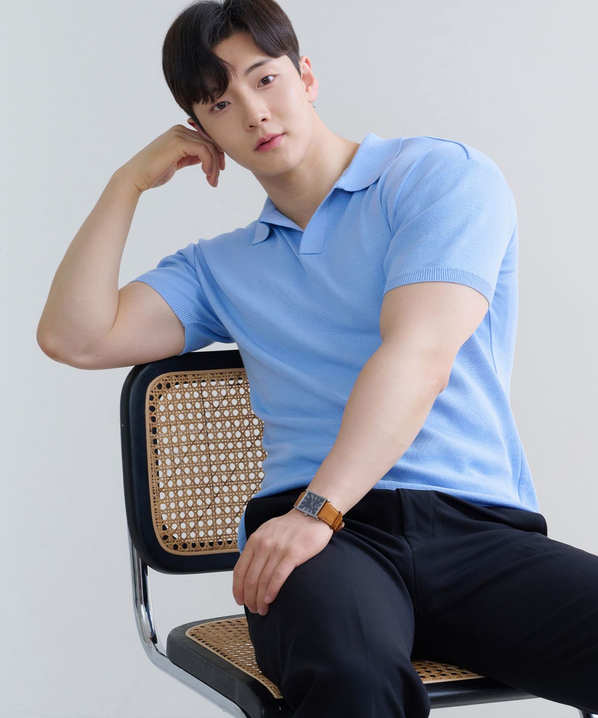 핵쿨남(HECKCOOLNAM) 어깨넓어보이는 아이스쿨링 남자 머슬핏 카라 반팔 니트 티셔츠